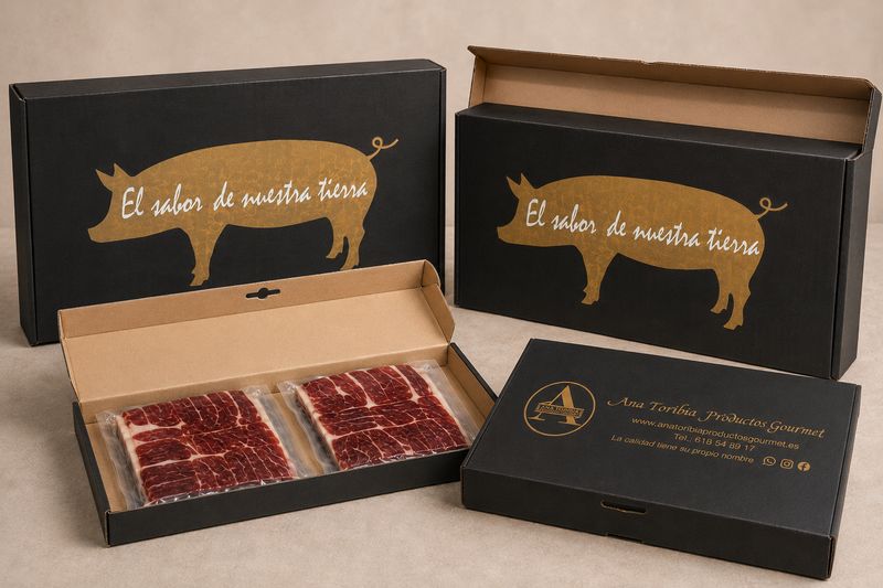 Cajas de cartón personalizadas con la marca impresa, preparadas para su montaje