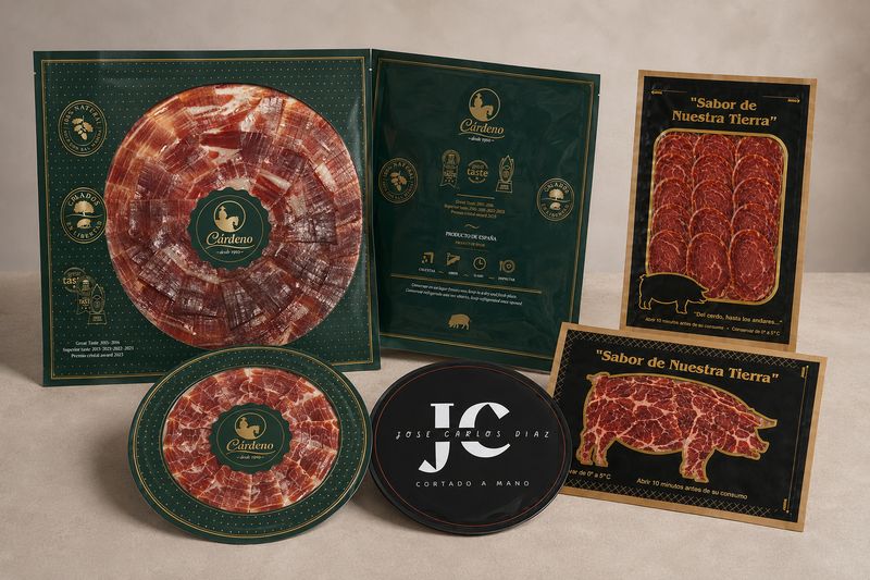 Envases y bandejas con producto loncheado preparado para su presentación