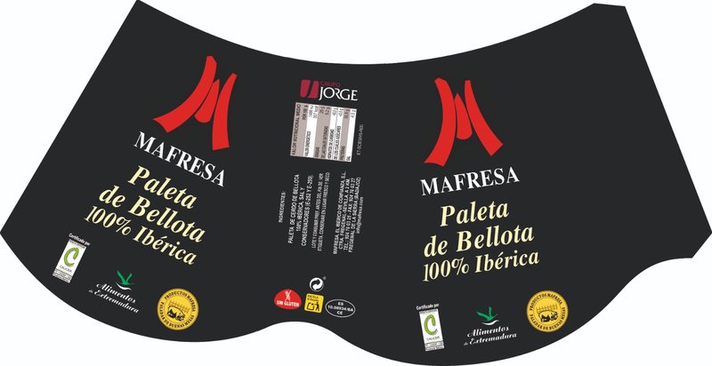 Vitola impresa para paleta de bellota 100 % ibérica